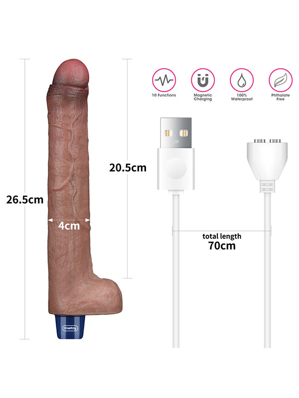 211-LV430223-1.jpg Lovetoy 10.5″ REAL SOFTEE Titreşimli Şarjlı Et Dokusunda Uzun Vibratör 26.5 cm