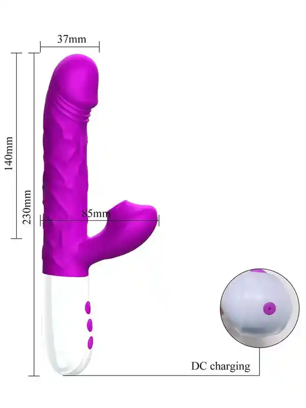 İleri Geri Hareketli Isıtmalı Emme Modlu Şarjlı Rabbit Vibratör