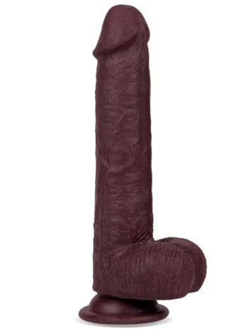 Real Skin 8″ Çift Katmanlı Kayan Derili Gerçekçi Siyah Penis 20 cm