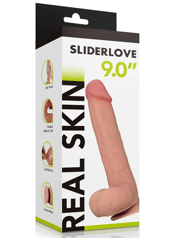 Real Skin 9″ Çift Katmanlı Kayan Derili Gerçekçi Penis 23 cm