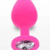 Silikon Yumuşak Dokulu Taşlı Anal Plug Medium Pembe