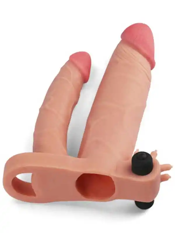 LoveToy Pleasure X Tender İkili Titreşimli Realistik Penis Kılıfı 2.5 cm Uzatmalı