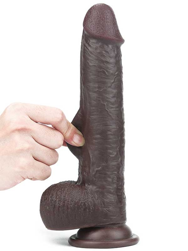 LoveToy Sliding Çift Katmanlı Realistik Dildo 23 cm Siyah