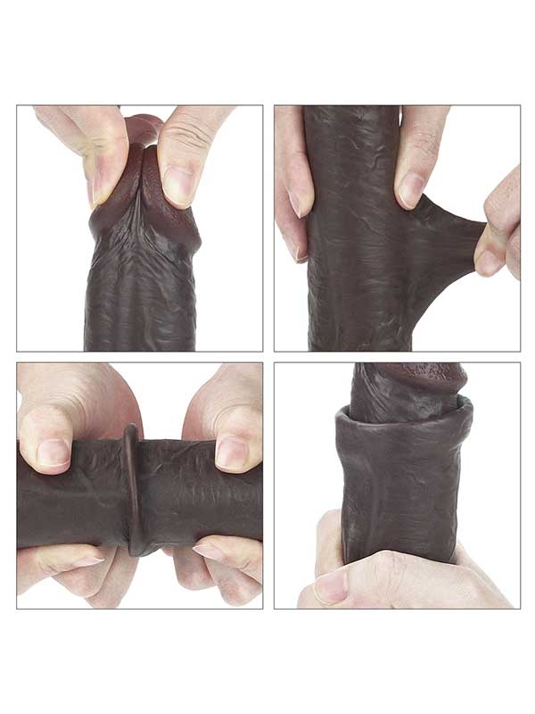 LoveToy Sliding Çift Katmanlı Realistik Dildo 23 cm Siyah