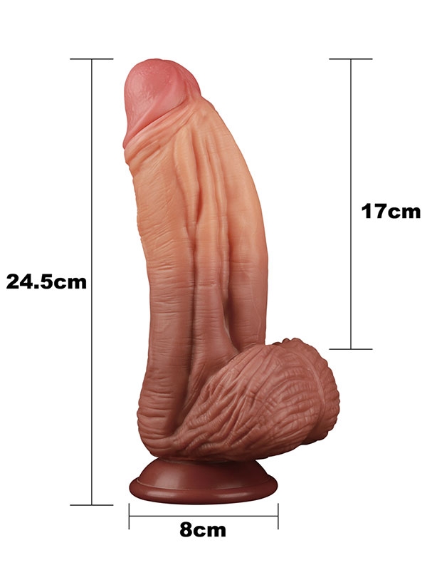 Çift Katmanlı Platinyum Silikon Dildo 25 cm