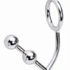 Stainless Steel Penis Halkalı Anal Plug Çift Boğumlu