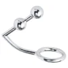 Stainless Steel Penis Halkalı Anal Plug Çift Boğumlu