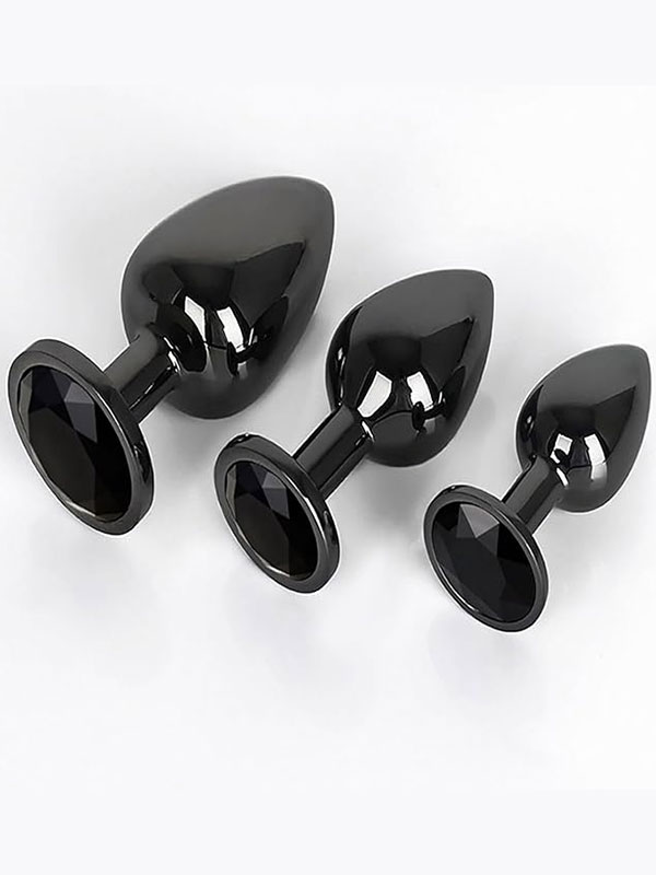 NOXXX Siyah Elmas Mücevherli Alüminyum Anal Plug 3’lü Set
