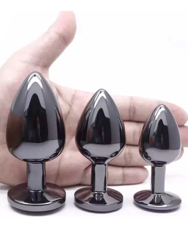 NOXXX Siyah Elmas Mücevherli Alüminyum Anal Plug 3’lü Set